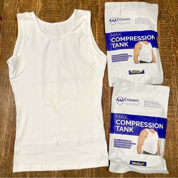 esteem apparel Other - Lot of 2 Men’s Compression Tanks Sz Medium White Slimming Undershirt Shapewear